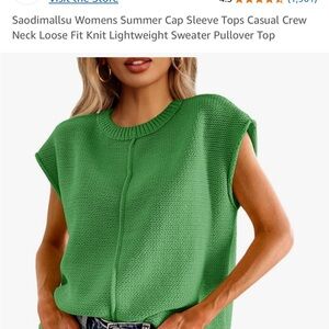 Women's Green Cap Sleeve Sweater